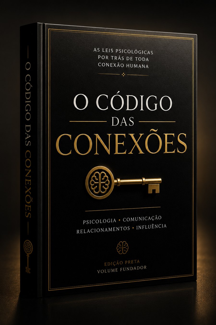 Livro O Código das Conexões — Edição Preta, capa preta com chave dourada